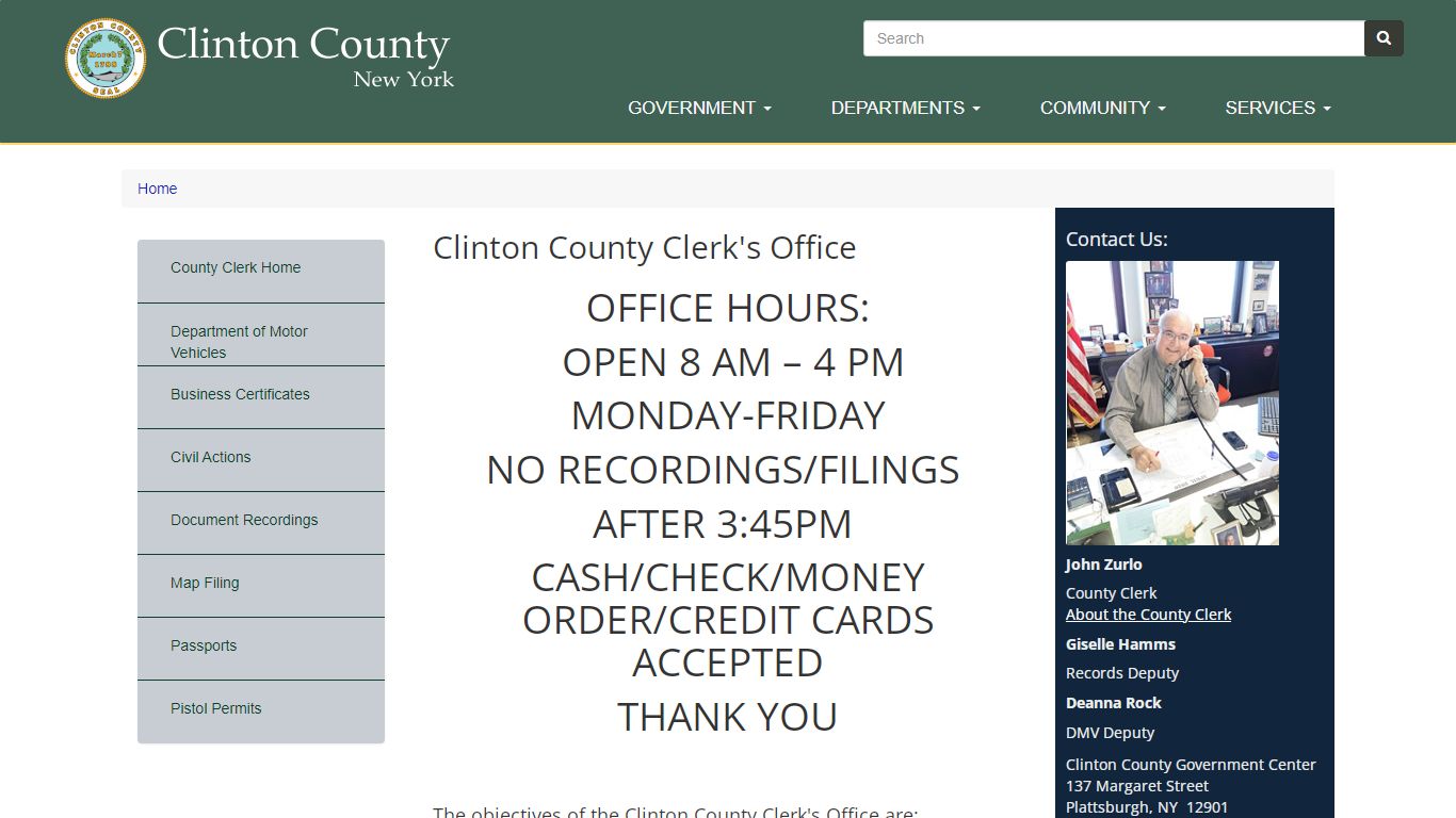 Clinton County Clerk's Office | Clinton County New York